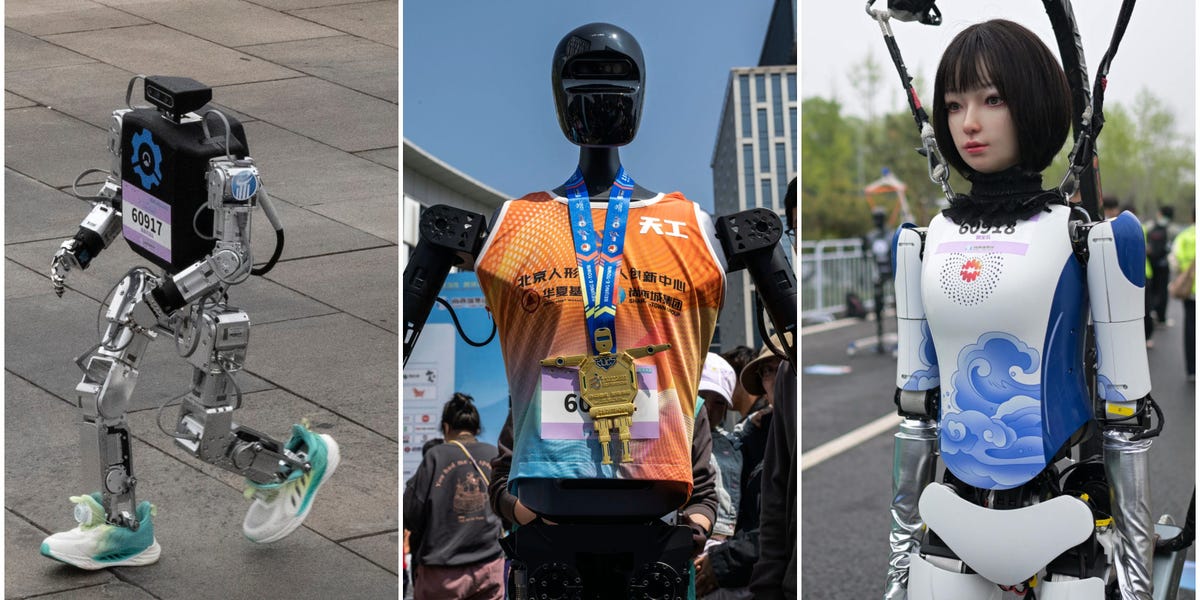 Photographs: Humanoid Robots Stumbled Throughout a Half-Marathon in Beijing Photographs: Humanoid Robots Stumbled Throughout a Half-Marathon in Beijing