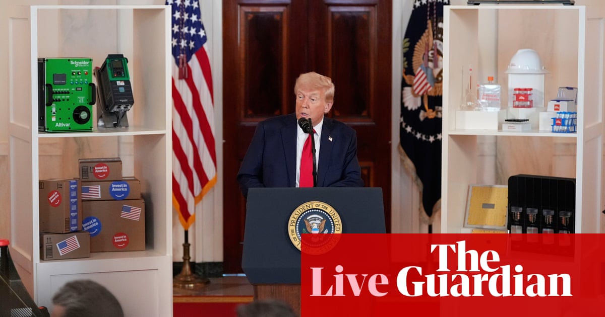 Trump blames Biden for US financial shrinking amid his tariff struggle and assaults Fed chair over rates of interest – reside | US information